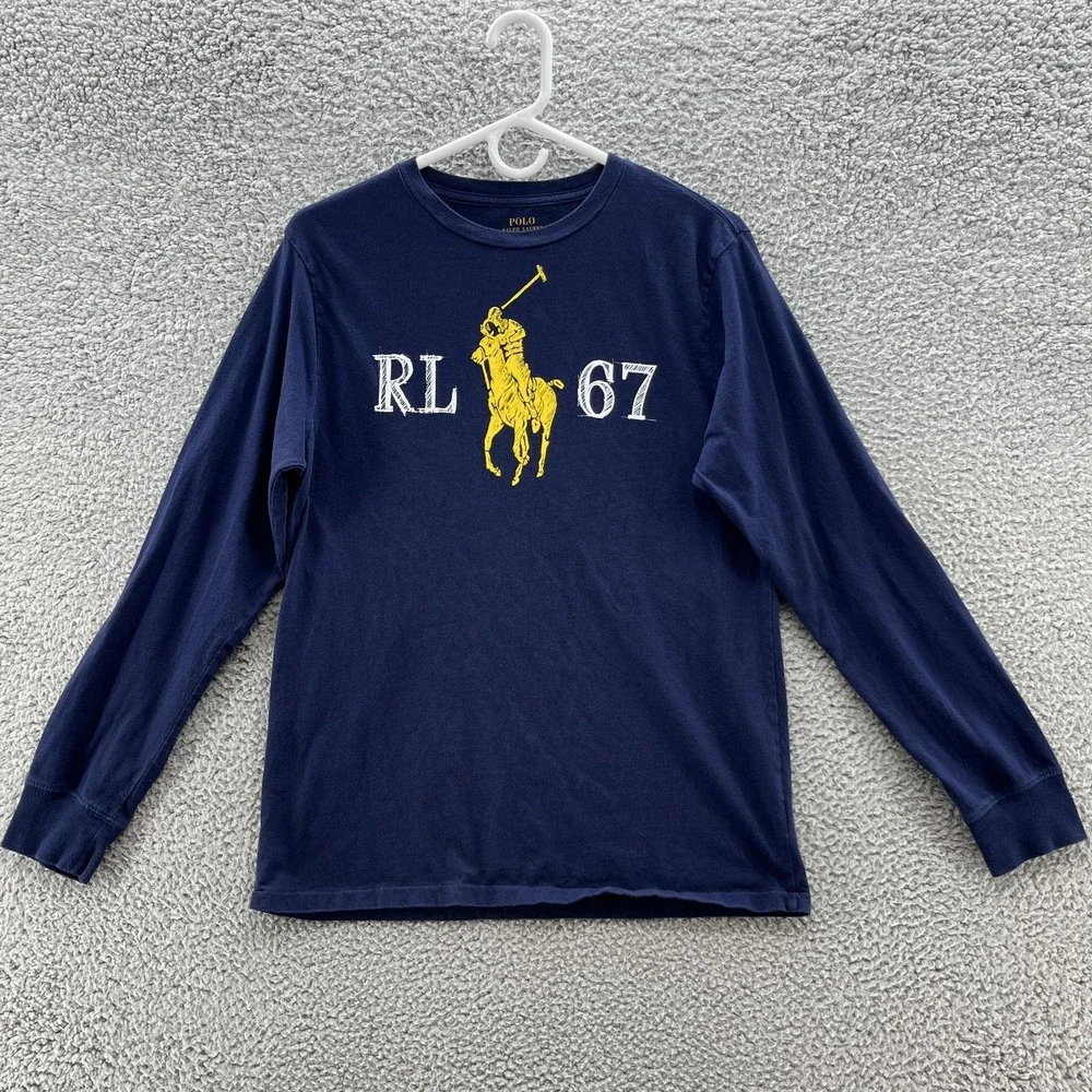 Polo Ralph Lauren Shirt Boys XL Navy‎ Blue Long Sleeve RL67 Big Pony Polo Prep